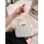 New Arrival Satin Wrinkle Clutch Bag Handbag Party Bride Wedding Purse Pearl Chain Square Evening Bags Women Clutches