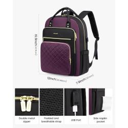 LOVEVOOK Fashion High Quality Quilted Waterproof Backpack Anti Theft School Bags for Women USB Travel Laptop Bags for teenagers
