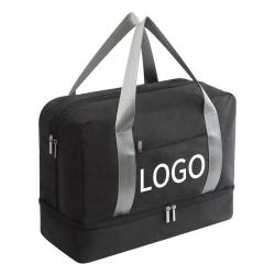 Custom Logo Waterproof Foldable Gym Travel Storage Bag Sports Tote Duffel Bags with Wet Pocket And Shoe Compartment