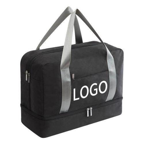 Custom Logo Waterproof Foldable Gym Travel Storage Bag Sports Tote Duffel Bags with Wet Pocket And Shoe Compartment