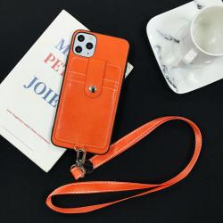 Leather Mobile Phone Case With Card Holder Slot Pocket Lanyard Necklace Crossbody Strap For Iphone 11 12 13 14 15 Pro Max Series