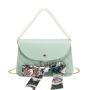 2024 New Mini Fashionable Lady's Embroidered Shoulder Bag Small Square Beaded Bow with Single Chain Portable DIY Accessories