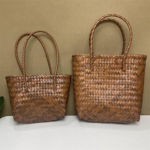 ZWY345 Faux Rattan Ladies Handmade Woven Bag Long Shoulder Vintage Vegetable Basket Bag Wholesale Casual PVC Shopping Tote Bag