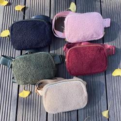 Boys Girls Warm Sherpa Chest Bumbag Winter Fluffy Teddy Travel Waist Belt Bag 7 Colors Square Fanny Bag Unisex Sherpa Waist Pack