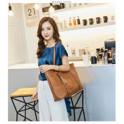 OEM1002  Women Handbag New Fashion Design Shoulder Bag with Tassel PU Leather Solid Large Tote for Shopping Storage Bag