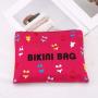 Custom Reusable Logo Printed Canvas Zipper Bag For Cosmetic Bikini Rose Red Cotton Canvas Travel Makeup Pouch