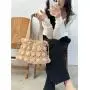 2024 Autumn female pleated cotton jacket bag Ms. South Korean Tote bag large capacity  soft plaid nylon women's shoulder bags