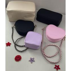 Keymay Custom logo High Quality Multicolor Detachable Shoulder Strap Waterproof Nylon Heart Shape Crossbody Bag for Girls