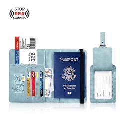 ZF322 PU Document Bag RFID Travel Passport Wallet Anti-theft Swipe Card Bag Multifunctional Waterproof Handheld Bag