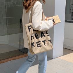Wholesale Ins Style High Capacity Tote Bags Female One Shoulder Cloth Handbag Letter Logo Print Canvas Bag