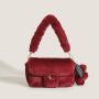 Fresh Sweet Fluffy Handbag 2024 New Women'S Bag Simple Cute Fluffy Solid Color Small Square Bag Shoulder Bag
