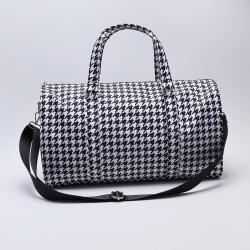 Keymay Custom Large waterproof Houndstooth Black Pink Gym Tote Bag Weekender Overnight Bags Duffle Bags for Men