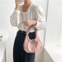 Soft PU Leather Ruched Fashion Designer Hobo Handbags Famous Brands Clutch Hand Bag Custom Long Chain Crossbody Bag