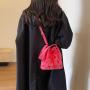 Direct Selling Korean Style Embroidered Drawstring Handbag 2024 New Single Shoulder Crossbody Bag Fashion Mini Bucket Bag