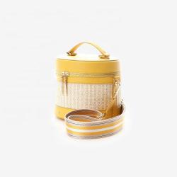 New arrival yellow Pu leather bucket handbags makeup handbag for woman high quality shoulder bag
