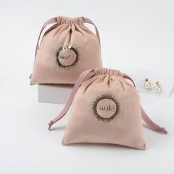 Flexography Custom Logo Printing Microfiber Jewelry Cosmetic Gift Bag Microfiber Suede Drawstring Bag Faux Suede Bag