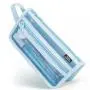 Gelory Eco Friendly Simple Mesh Pencil Case Double-Layer Transparent Storage Makeup Bag With Handle And Zipper