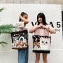 Gelory Wholesale Customize Print Women Shopping Tote Handbags Canvas Fully Sublimated Reusable Single Shoulder Shopper Bags