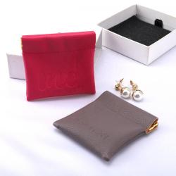 Custom Emboss Logo Closing Magnet Leather Watch Earring Jewelry Bag Mini Pu Leather Jewelry Packaging Pouch
