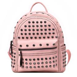 KBW483 Hot New Rivets Soft Leather Texture Solid Color Backpack Fashion Casual Ladies Shoulder Bag High Quality Women Backpack