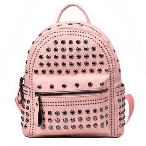 KBW483 Hot New Rivets Soft Leather Texture Solid Color Backpack Fashion Casual Ladies Shoulder Bag High Quality Women Backpack