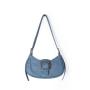 Fashion Retro PU Leather Women Handbag Luxury Denim Blue Designer Hand Bag Wool Joining Leather Shoulder Bag for Women