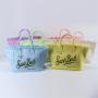 6 Colors DIY Logo Large Capacity Fashion Summer Tassel Beach Travel Bags Canvas Cotton Pure Plain Canvas Fringe Beach Tote Bag