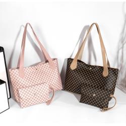 Gelory Customized Wholesale Large Capacity Ladies Purse And Handbag 2 In 1 Plaid Printed Tote Bag Mother And Son Bag