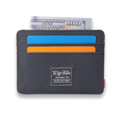 Fashion front pocket RFID Blocking Canvas credit card wallet custom logo card holder