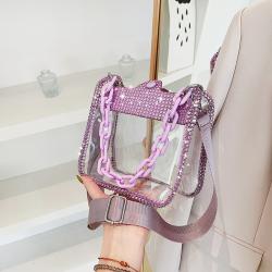 Transparent bright diamond women's bag chain small female diagonal bag fashionable shoulder bag