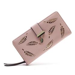 KBW113  Women Bag 2023 New Korean Version of The Ladies Wallet Long Fashion Clutch Bag Ladies Hollow Leaves Zip Buckle Wallet