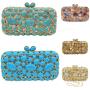 Wholesale new agate turquoise diamond dinner banquet jewel bag luxury handbags clutch evening bags in stock