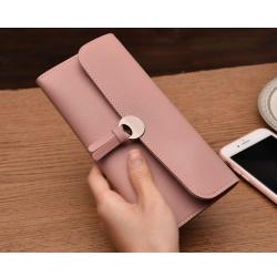 ZR381 New Women's Long Wallet PU Korean Edition Triple Fold Buckle Multi Card Soft Leather Clip Card Bag Spot Wholesale