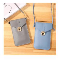 Women's Retro Student Style Mobile Phone Wallet Thin Tide Lock Sling Bag with Portable Touch Screen Feature Small Buckle Design