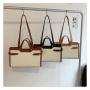 Fashion Contrast Color Handheld Large Bags for Women Briefcase Tote Bag Single Shoulder Cotton Linen PU Polyester OEM Square
