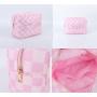 Nylon Make Up Zipper Pouch XL Size Pink STUFF Embroidered Waterproof Durable Travel Toiletry Bag Girls Women Nylon Makeup Bag