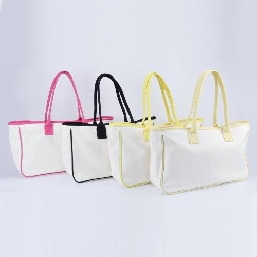 Keymay Factory Custom Logo Design Canvas Tote Bags for Women Black Plain Handbag Canvas Tote Ladies Shoulder Bag