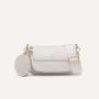 2023 New Style Women Crossbody Bag Customized Pu Leather Straw Material With Mini Pouch Handbags Metal Chain