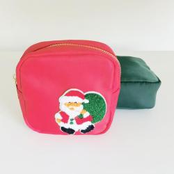 Custom Makeup Bags Nylon Zipper Pouch Christmas Red Green Cosmetic Storage Organizer Waterproof Eco Durable Make Up Bag