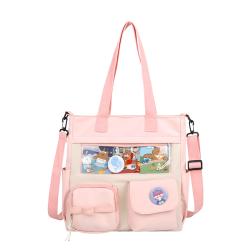 Low moq custom fashion girls handbags clear pvc gothic nylon blue ita bags book tote bags