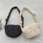 New Korean Fashion Hobos Crossbody Bag Simple Slingbag Black Casual Nylon Women Padded Cotton Puff Soft Shoulder Messenger Bag