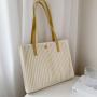 Large capacity bag for women 2024 New fashionable women's tote design texture match color shoulder shopping bag