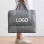 Custom Logo Waterproof Foldable Gym Travel Storage Bag Sports Tote Duffel Bags with Wet Pocket And Shoe Compartment