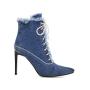 2024 New Design Lace-up Thin High Heel Women Pumps Denim Pointy Toe Ankle Boots For Women