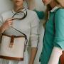 Elegant Wholesale Factory Women Designer Bucket Shoulder Bags Women Canvas Handbag Ladies Pu Leather Saddle Bag Cross Body Bag