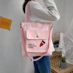 New Korean Style Women's Large-Capacity Portable Tote Shoulder Bag Fashion Printed Messenger Bag Canvas Shopping Bag
