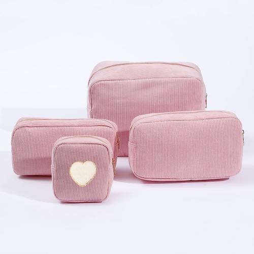 2022 New Trends Eco Friendly Corduroy Makeup Bags Women's Pink Toiletry Pouch Best DIY Cosmetic Gift Bags