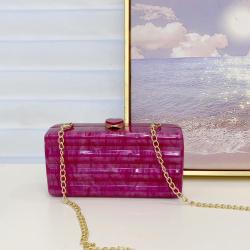 Luxury 2024 Women's French Acrylic Marble Amber Small Square Bag Banquet Love Box Mobile Phone Hand Crossbody Bag