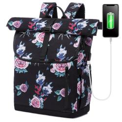 LOVEVOOK 2022 waterproof rolltop backpack 17.3  rose laptop compartment large university students women travel Laptop backpacks