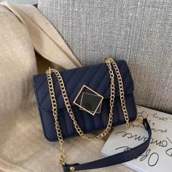 Korean Fashion Luxury  Chains Crossbody Hand Bags For Women PU Ladies Purses Girl Pure Color Diamond Lattice Custom Handbags